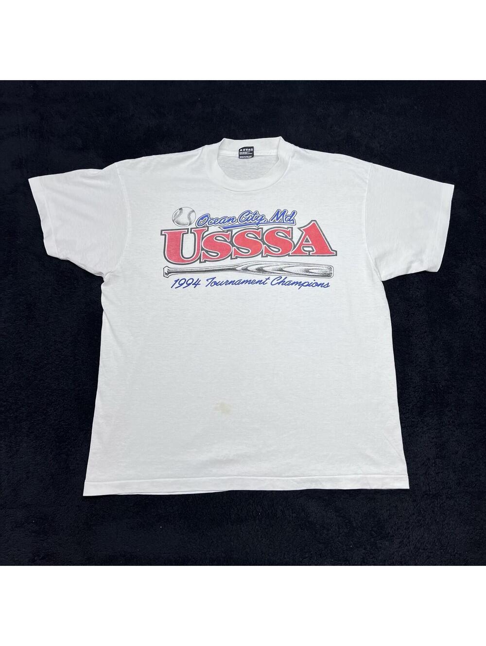 Vintage 1994 Ocean City Maryland Baseball USSSA  Tournament White Tee Sz XL